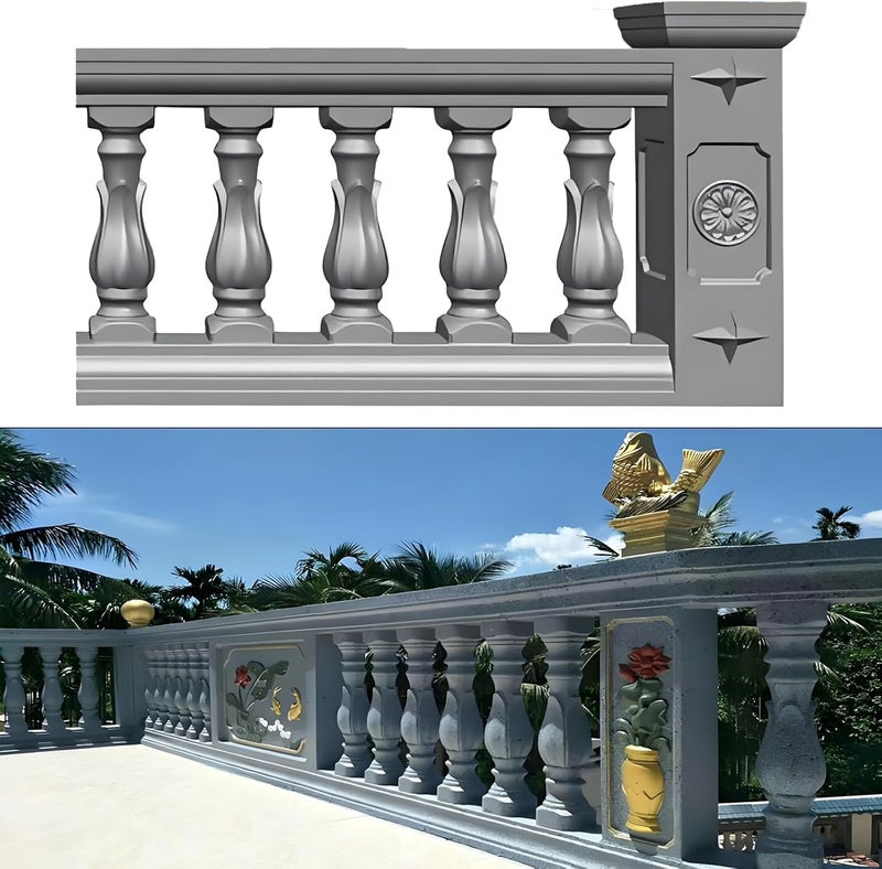 EAIVENY Prefabricated ABS Balcony Mold,Concrete Balustrade Mold Concrete Formwork for Outdoor Construction, DIY Home Improvement, Easy Installation and Reusable Design (Style 2) - Image 4